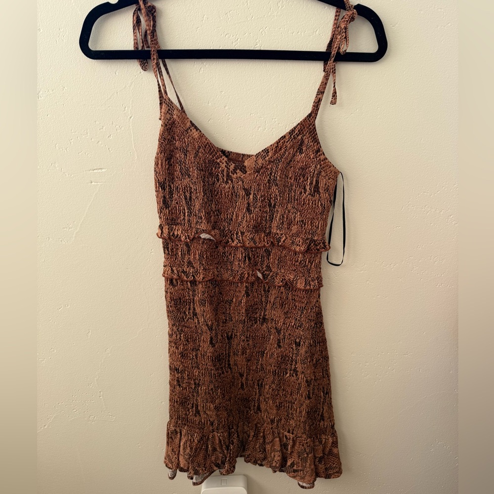 Express Snakeskin smocked mini dress
